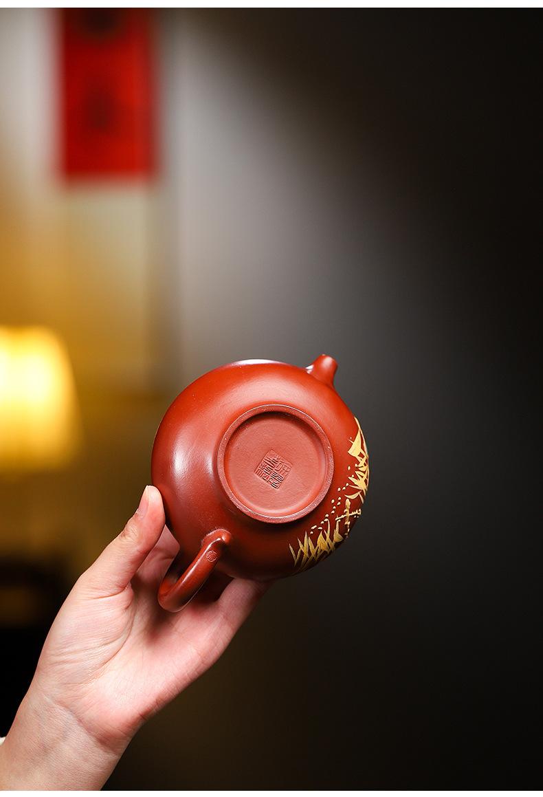 Product Introduction of Huaying Shenglight Yixing Purple Clay Teapot – Dahongpao Stone Red Clay Hand-Painted Rain Sand Design Gong Fu Tea Set perfect  teapot 8