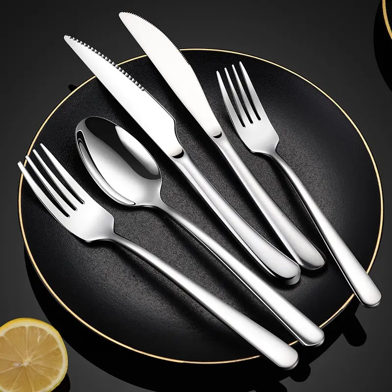 French Style Elegant Series 430 Stainless Steel Knife And Fork Spoon Western Steak Knife Dessert Spoon Stainless Steel Fork