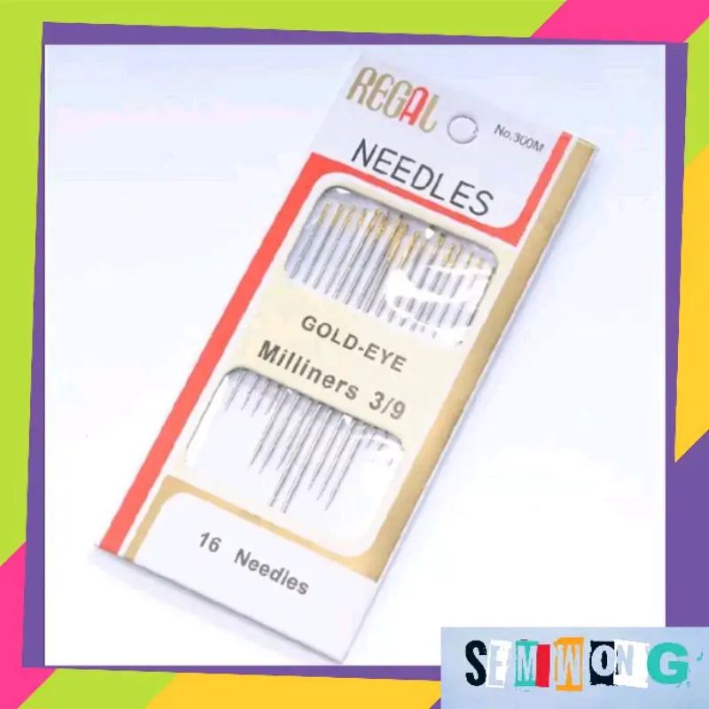 JARUM JAHIT TANGAN REGAL GOLD EYE MILINERS 3/9 isi 16pcs / REGAL 16 ...