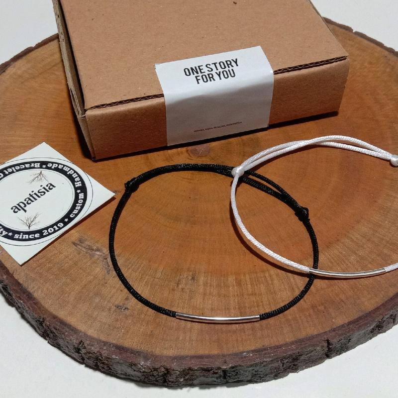 gelang couple Manik Elegan Hitam putih Tali 5