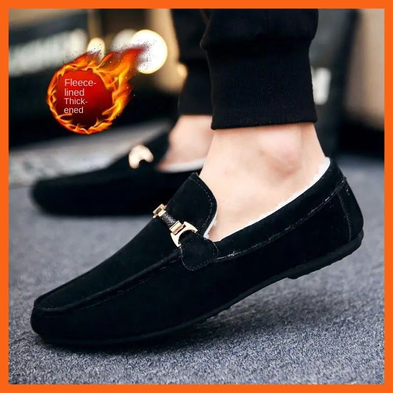 Winter Korean style fleece-lined thick warm shoes casual canvas shoes lazy shoes 39-44