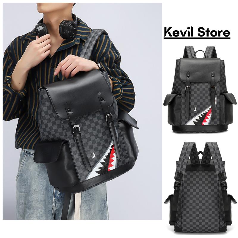 Balo Đi Học Cá Tính Cặp Sách Da Nam Nữ Cao Cấp Bag Caro Chống Nước Có Ngăn Đựng Laptop BA03