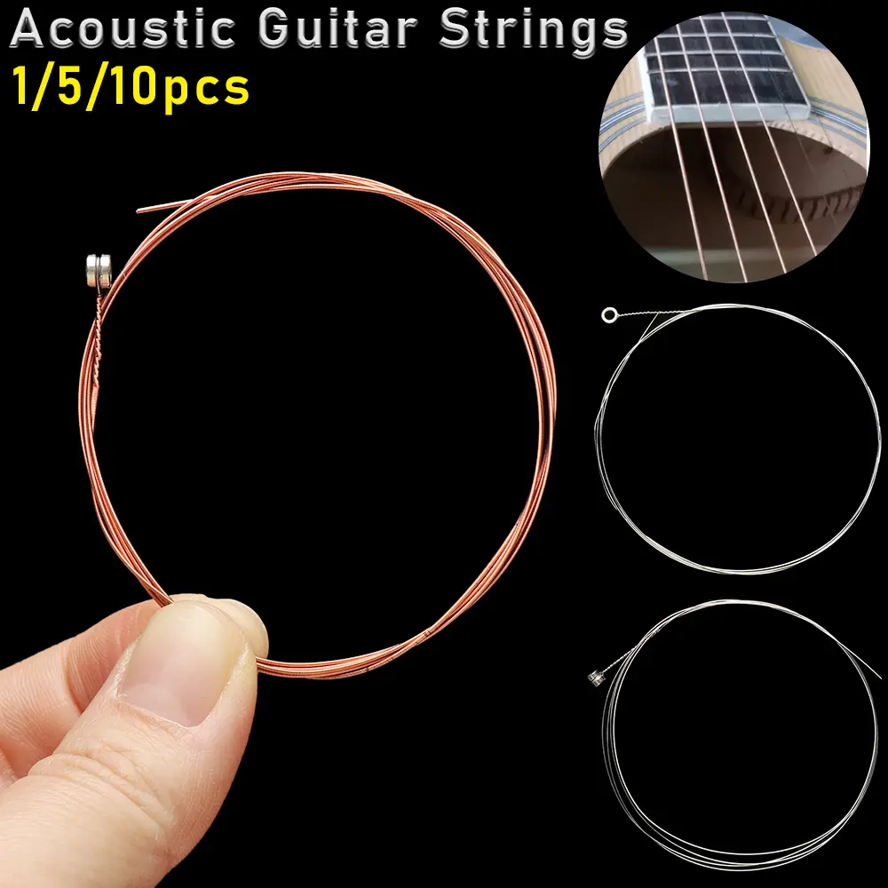 1/5/10pcs Stainless Steel Accessories Bright Tone Acoustic Guitar Strings Classic Guitar Parts Classical Folk Musical Instruments