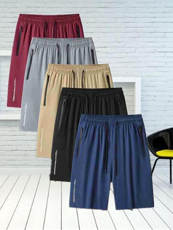 Men's  Zipper Pocket Shorts, Breathable Quick Drying Shorts, Casual Elastic Waist Shorts for Gym Workout Running Cycling Hiking Outdoor 2