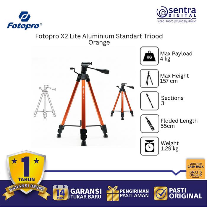 Gambar Fotopro X2 Lite Aluminium Tripod – Tripod Kamera Ringan & Kuat (Orange) dari Sentra Digital Kota Surabaya Tokopedia