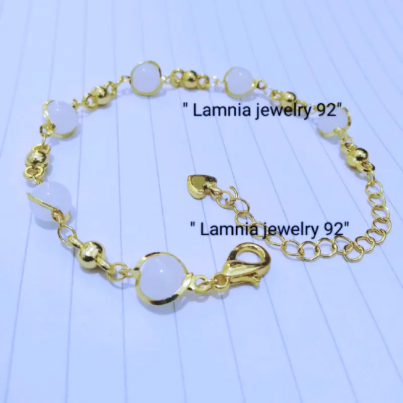 GELANG TANGAN BOLA BOLA PUTIH PERHIASAN WANITA MURAH POL Titanium 0
