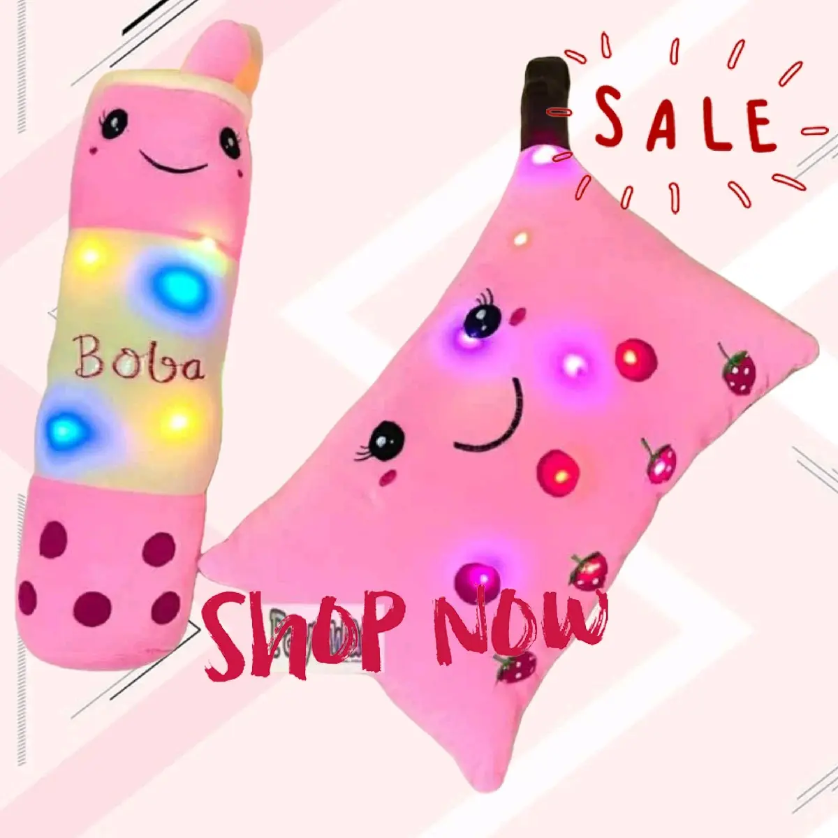 bantal set boba led bahan halus