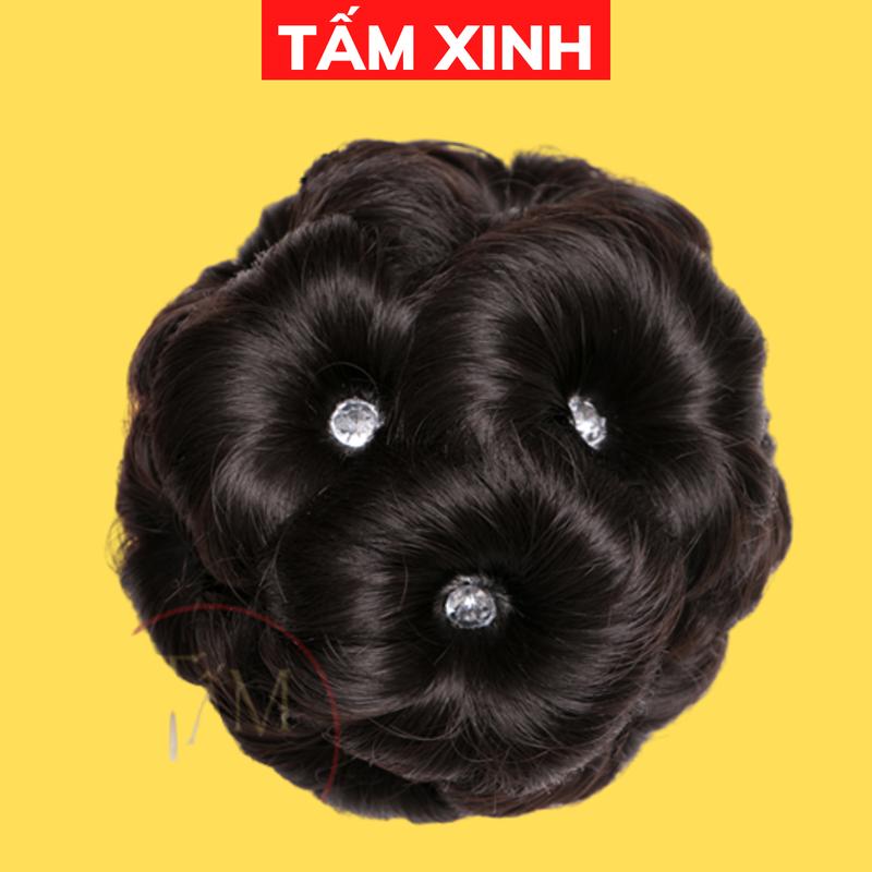 Búi tóc giả đẹp thời trang trung niên : BÚI HOA ĐÍNH ĐÁ