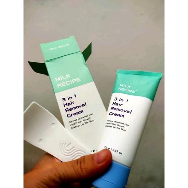 Milk Recipe 3 in 1 Hair Removal Cream krim perontok penghilang bulu tangan kaki ketiak tanpa waxing Organik Niacinamide 1