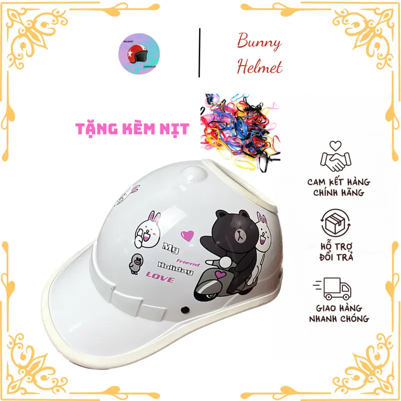 MŨ BẢO HIỂM khoét lỗ đỉnh TẶNG KÈM NỊT BUỘC TÓC thời trang,thích hợp tóc đuôi gà ,búi cao cho nữ Helmet 5