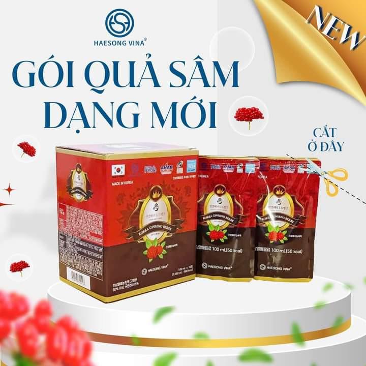 Product Introduction of (Mua 1 Tặng 2 ) Nước uống Quả Sâm Hàn Quốc HAESONG VINA (dạng gói) - Chiết xuất từ Quả nhân Sâm và táo đỏ Hàn Quốc, 10 gói/hộp (Mua 1hộp Nước uống Quả sâm gói tặng 1chai Nước GIẶT XẢ lozzi 200g và 1chai dung dịch vệ sinh Nanotech ) 8