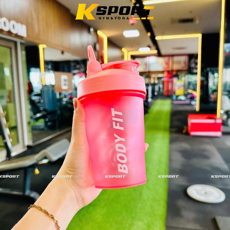 Bình Nước, Bình Lắc Whey Dung Tích 450ml Kèm Con Lắc Lò Xo, Bình Nước Thể Thao Chất Liệu PP5 Có Vạch Chia ml 2