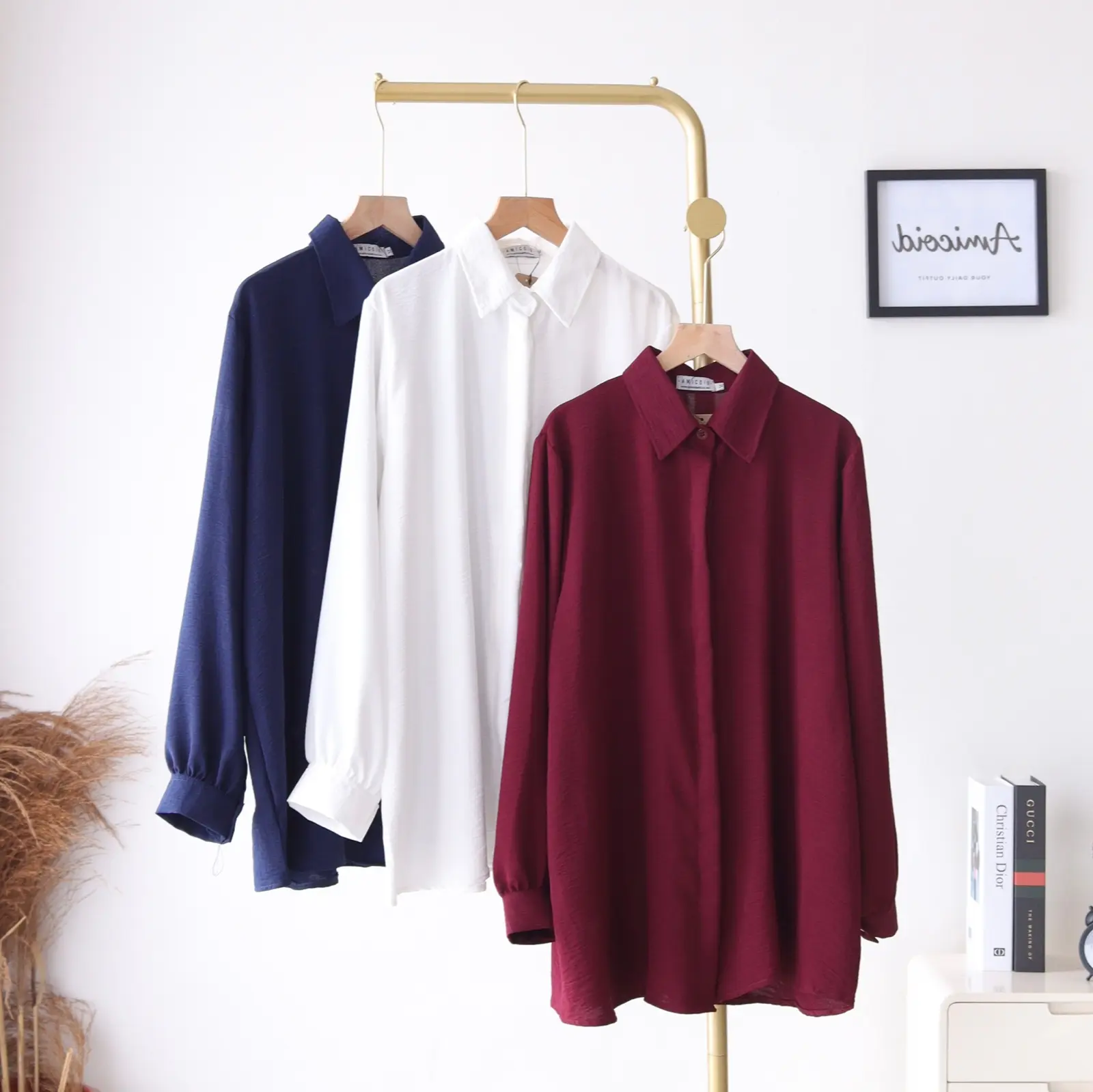 Amicoid Cleo Shirt Allsize Upsize  atasan wanita  crinkle
