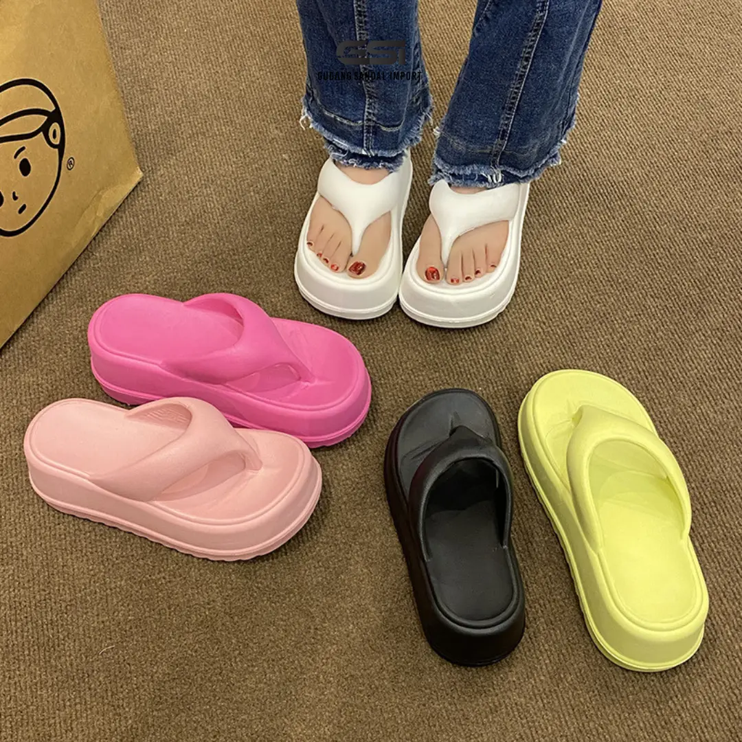 Sandal Wanita Sandal Jepit Wedges Platform Wanita Karet EVA Rubber Sandal Fashion Korea Empuk Ringan Dan Nyaman Dipakai Hellen`