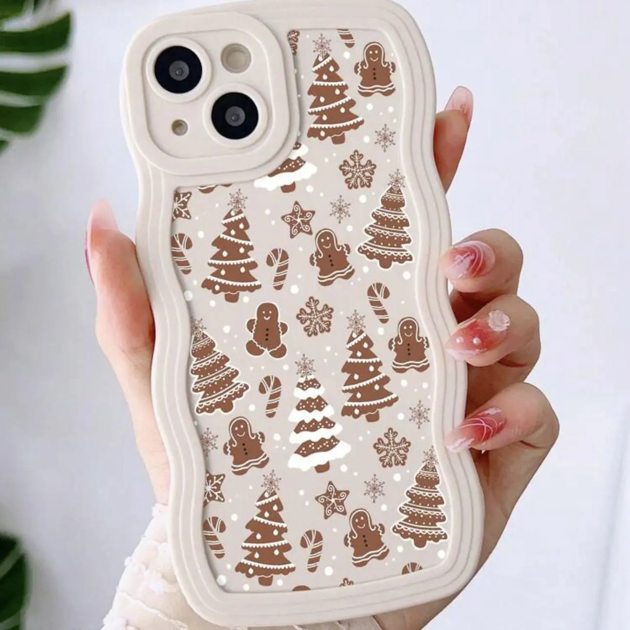 Cute Christmas Tree & Gingerbread Man Pattern Phone Case, Decorative Phone Protector Cover, Phone Accessories Compatible with iPhone 11 12 13 14 15 16 Pro Max, Gift, Stocking Filler