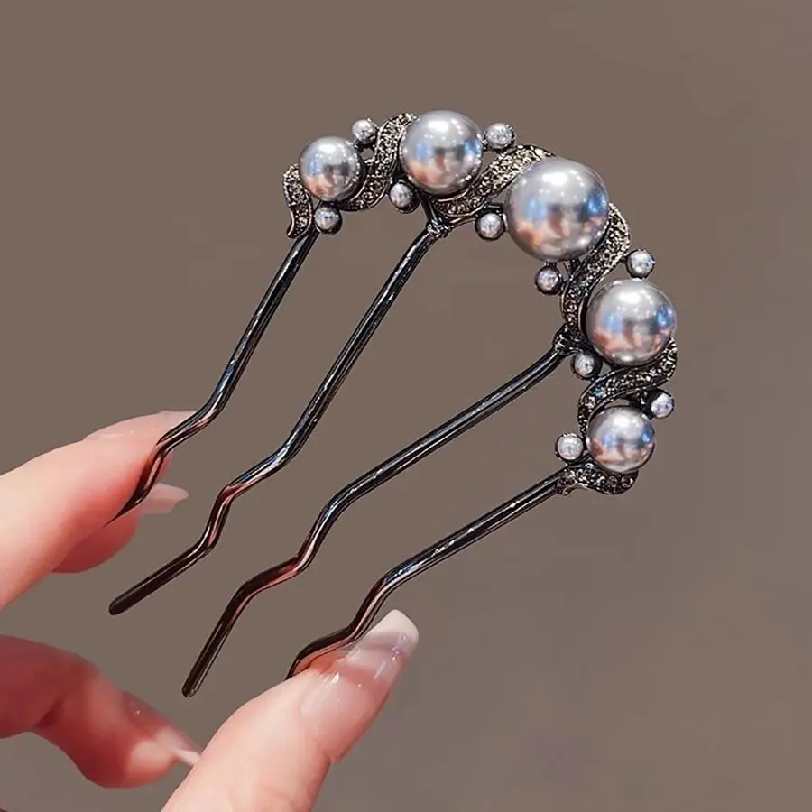 Lược Tạo Kiểu Tóc, Cao Cấp, Lược Chải Cài Bốn Răng, Dụng Cụ Tạo Kiểu Tóc, Kẹp Tóc Sau Đầu, Phụ Kiện Tóc, Phong Cách Dễ Phối Đồ Women Nữ kẹp  ghim  chữ  u