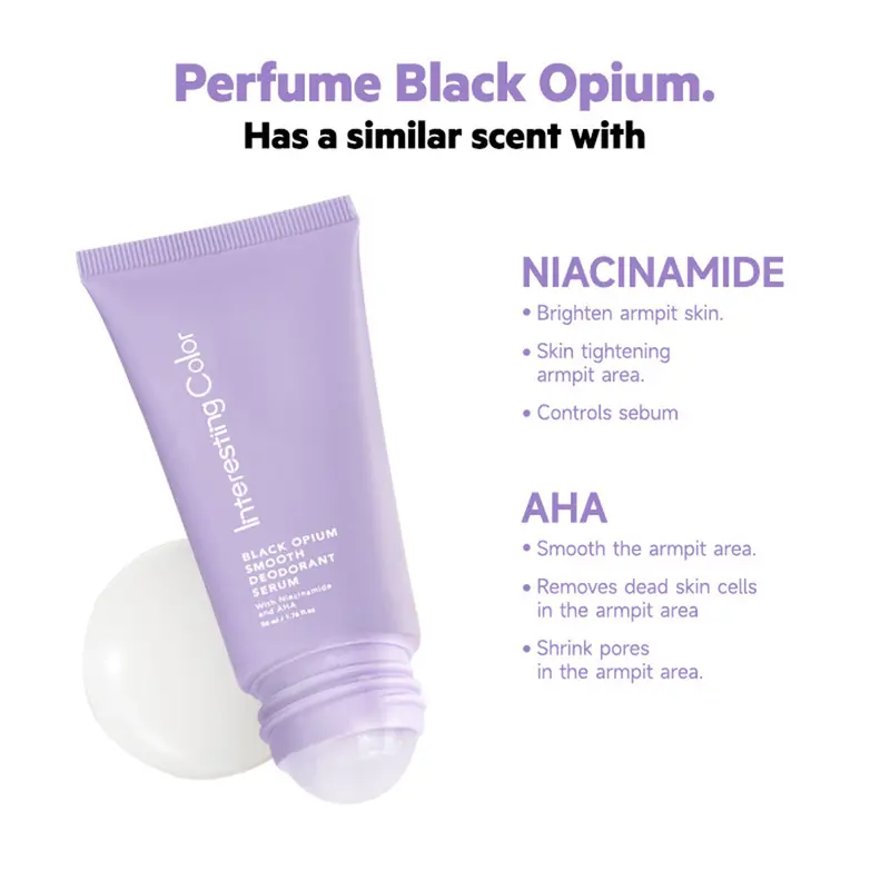 Lăn khử mùi Interesting Color Black Opium Smooth Deodorant Serum sáng da ngăn ngừa mồ hôi với Niacinamide và AHA 2