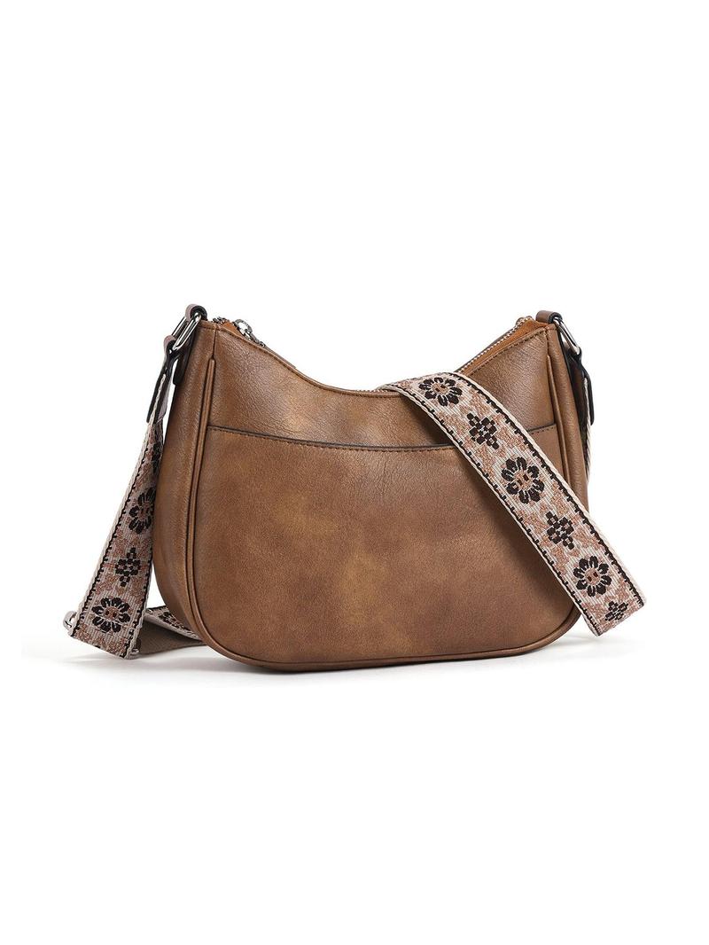 Product Introduction of Women's Checked Pattern Crossbody Bag, Fashionable PU Leather Hobo Bag with Adjustable Strap, Casual Versatile Shoulder Bag for Daily Used 3