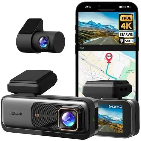 4K Dash Cam Front Rear, 170 °   Ultra-Wide Dash Cam with ADAS, Night Vision, 24/7 Parking Mode, Sony IMX415 Sensor, WDR, Free 64GB SD Card, 5G/2.4G WiFi, Built-in GPS, Loop GPS, GPS, Audio Recording