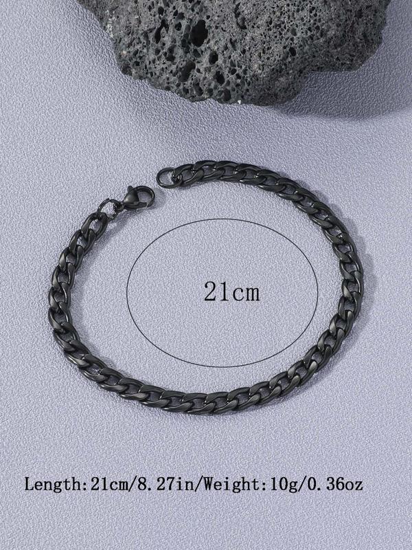 Simple Plain Stainless Steel Link Bracelet, Casual All-match Jewelry for Men's Gift, Female Classic Fashion Accessories for Daily Wear 7