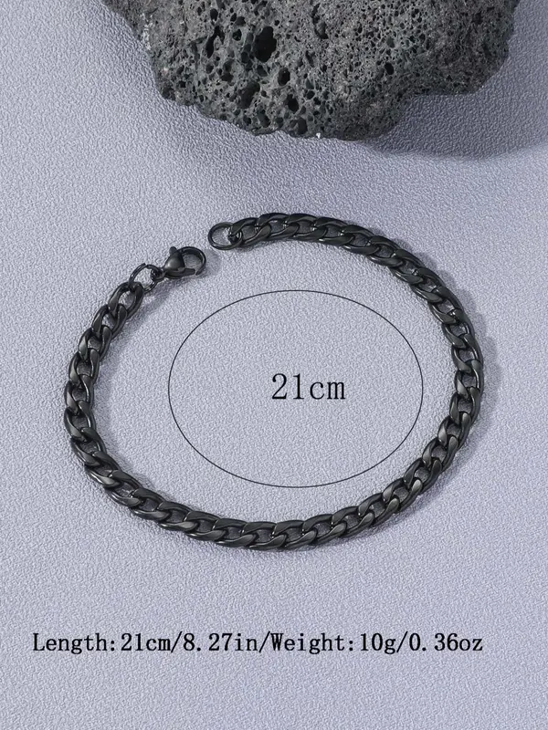 Simple Plain Stainless Steel Link Bracelet, Casual All-match Jewelry for Men's Gift, Female Classic Fashion Accessories for Daily Wear 7