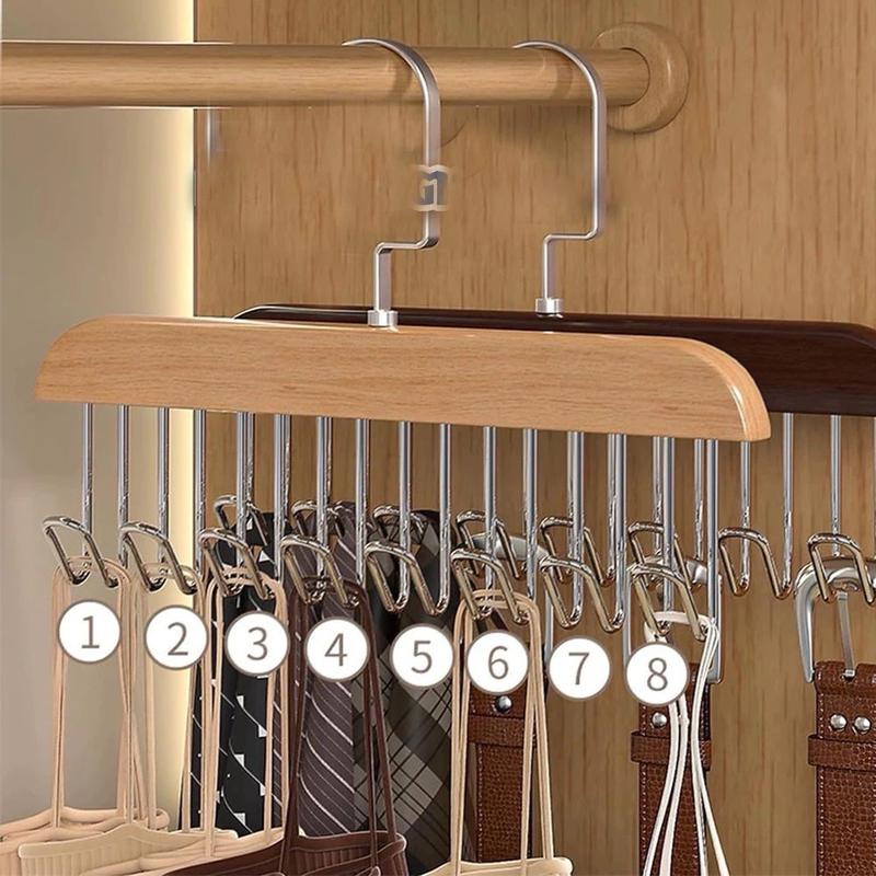 Combo 3￼Móc Gỗ Treo Đồ Đa Năng 8 Móc Xoay 360 Độ Tiết Kiệm Không Gian - Móc Treo Thắt Lưng, Đồ Lót Treo Tường phơi inox sét rỉ sơ sinh keg i sao 1
