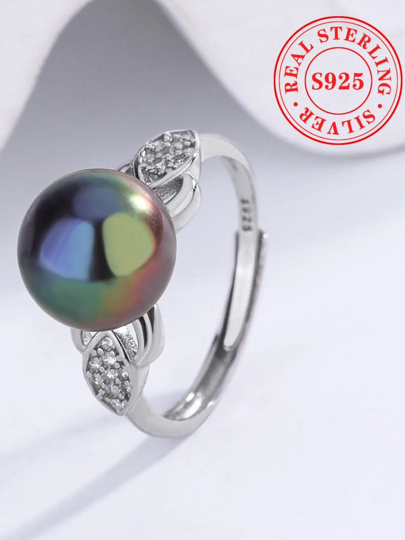 Natural Freshwater Black Pearl Decor Adjustable Ring, Fashion Jewelry for Party, Daily Clothing Decor, Trendy All-match & Exquisite Jewelry for Birthday Gift