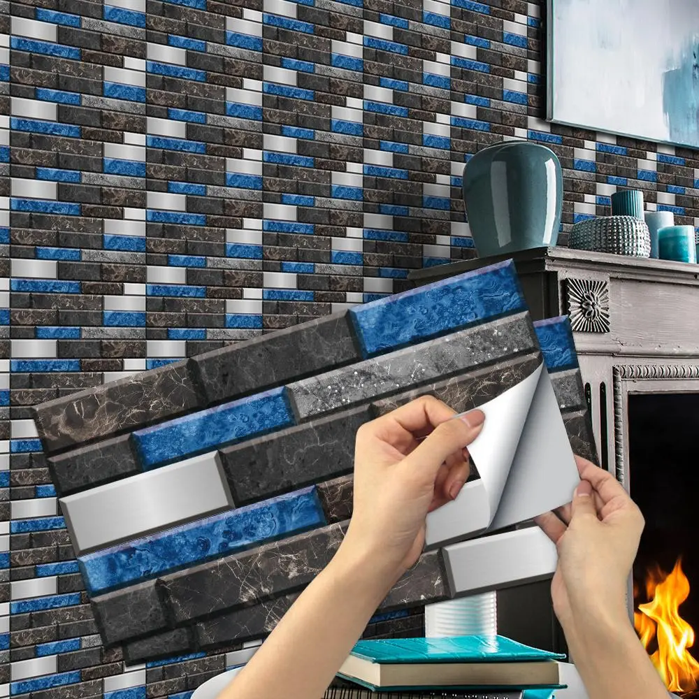 3D Brick Pattern Tile Sticker, Multi-purpose Self Adhesive Waterproof Wall Sticker, Removable Wall Decor for Home