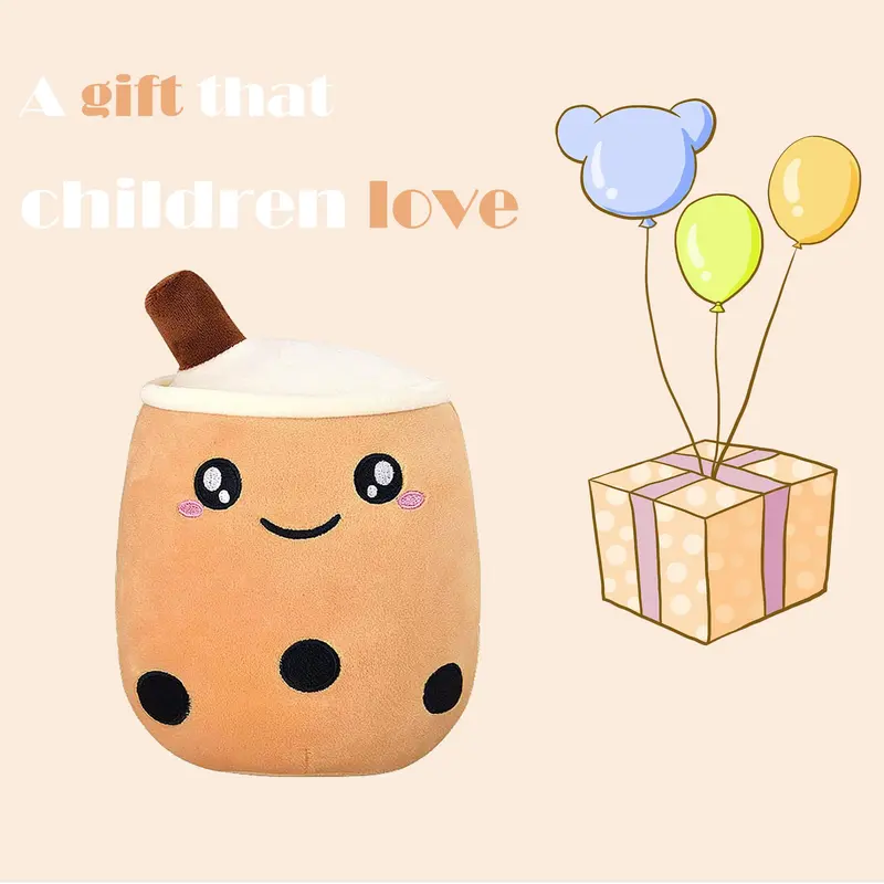 Cute Milk Tea Cup Design Plush Toy, Soft Stuffed Teacup Pillow, Kawaii Cartoon Stuffed Toy for Family and Friends, Home Decoration, Gift for Her, Men's Gift 4