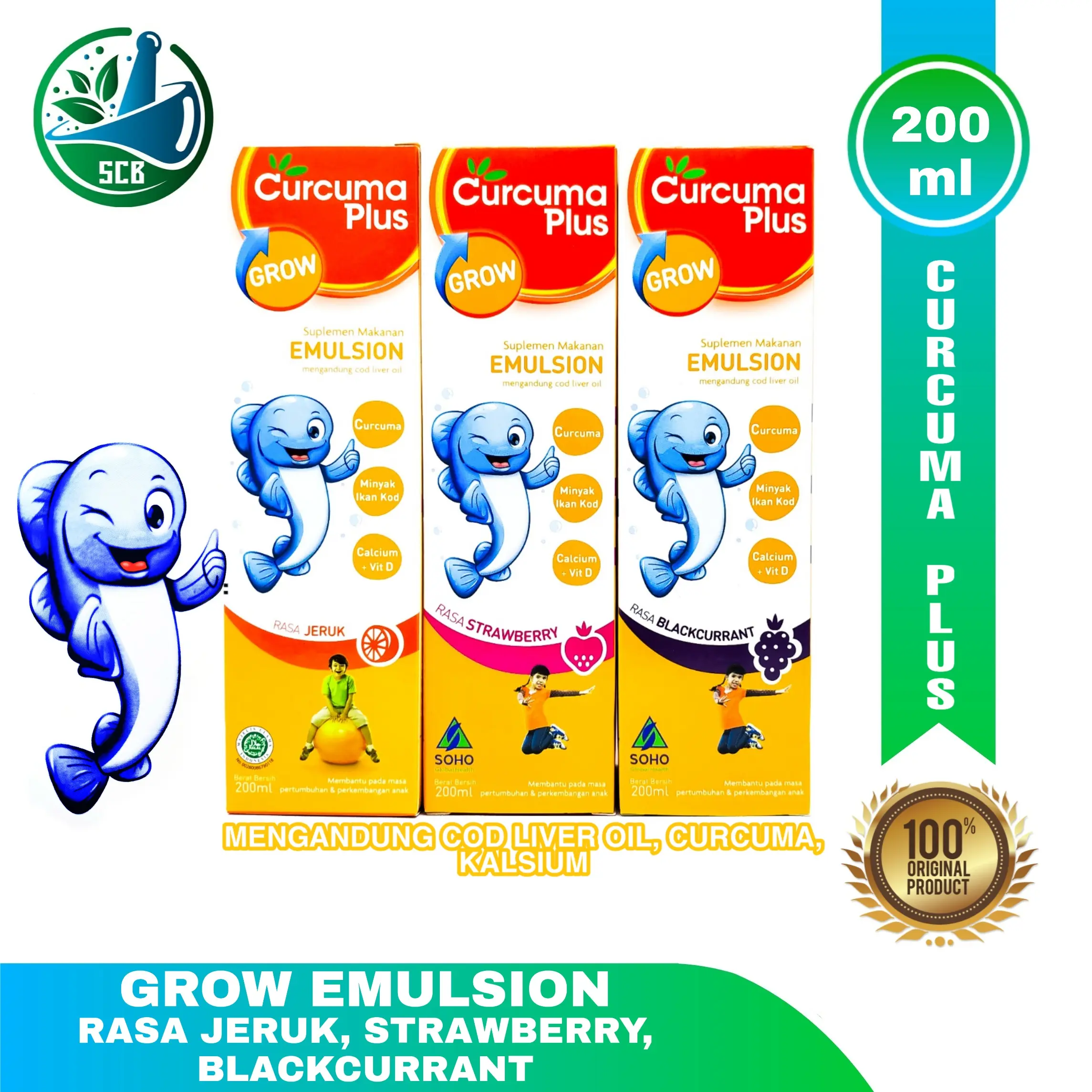 Curcuma Plus Grow Emulsion 200mL -Ekstrak Sayur Buah & Temulawak – Menambah Nafsu Makan