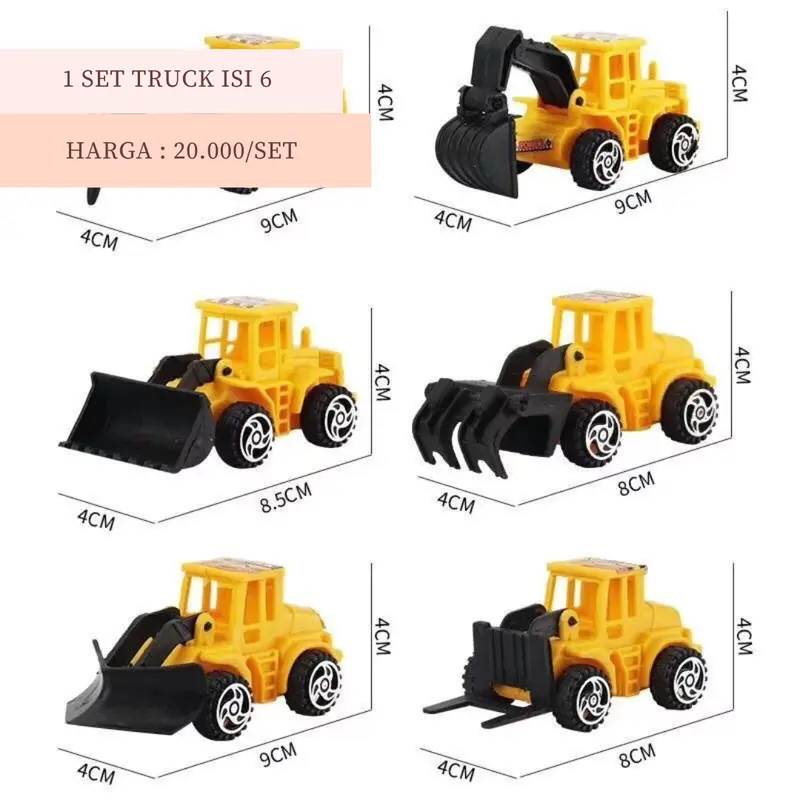 [1 SET ISI 6] MINIATUR KUE TART TRUCK TRUK KONSTRUKSI ALAT BERAT DEKORASI CAKE KUE TART DECORATION HIASAN KUE ULANG TAHUN KOLEKSI MAINAN ANAK LAKI LAKI 0