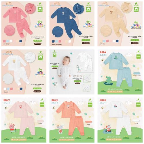 Bộ quần áo cài lệch nẹp thẳng Lullaby chất liệu cotton cho trẻ sơ sinh Cho Bé