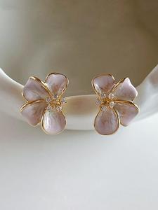 Arete de botón para mujer con diseño elegante de flor, joyería de moda para fiesta, decoración de ropa diaria, joyería comodín y exquisita para regalo de cumpleaños