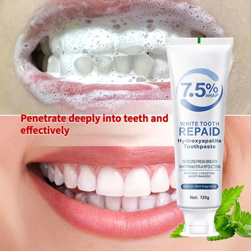 Hydroxyapatite Toothpaste, 7.5% Nano White Teeth, Containing Mint Deep Cleaning Cream, Fresh Breath, Basic Clean, Ideal Female Gift 2