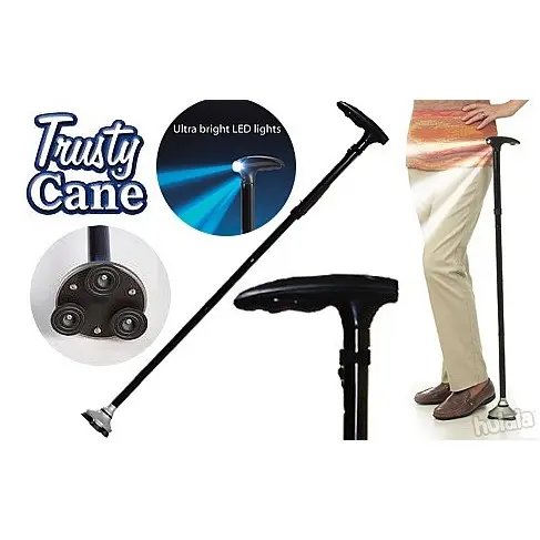 Sturdy Foldable Trusty Cane with LED Lights, Tungkod Baston Walking Stick Cane For Elderly & Seniors Healthcare Equipment