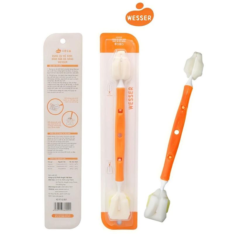 Dụng Cụ Cọ Rửa Vệ Sinh Bình Sữa Wesser 2 Đầu Đa Năng Cho Mẹ Và Bé