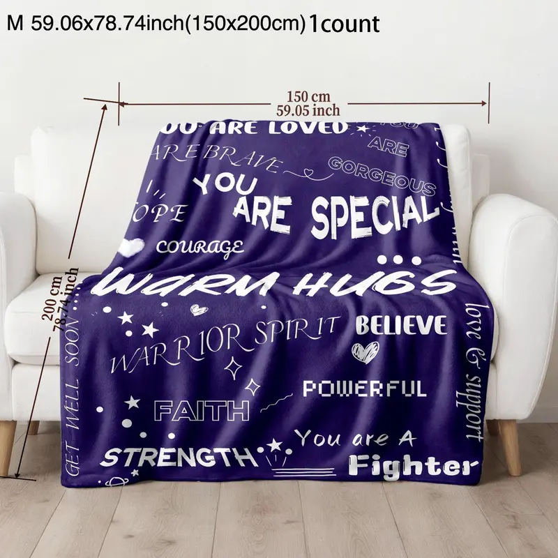 Letter Print Soft Blanket, 1 Count Warm Throw Blanket, Air-conditioned Room Blanket, Warm Nap Blanket for Home Office Travel 3