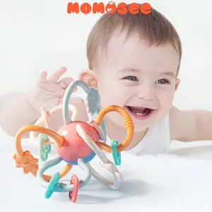 Momosee Teether Bayi Bola Manhattan BPA Free Rattle Teether Mainan Bayi Kerincingan Mainan Gigitan Bayi WJ0331