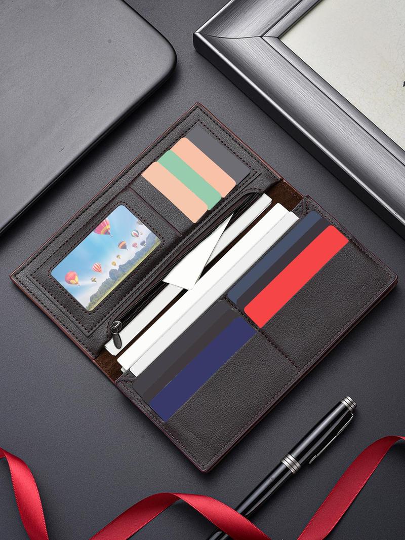 Product Introduction of Men's Business Style Long Wallet, Minimalist Plain Color Bifold Wallet, Multi-card Slot Card Holder, Casual Trendy Versatile High-quality Daily Wallet for Men 3