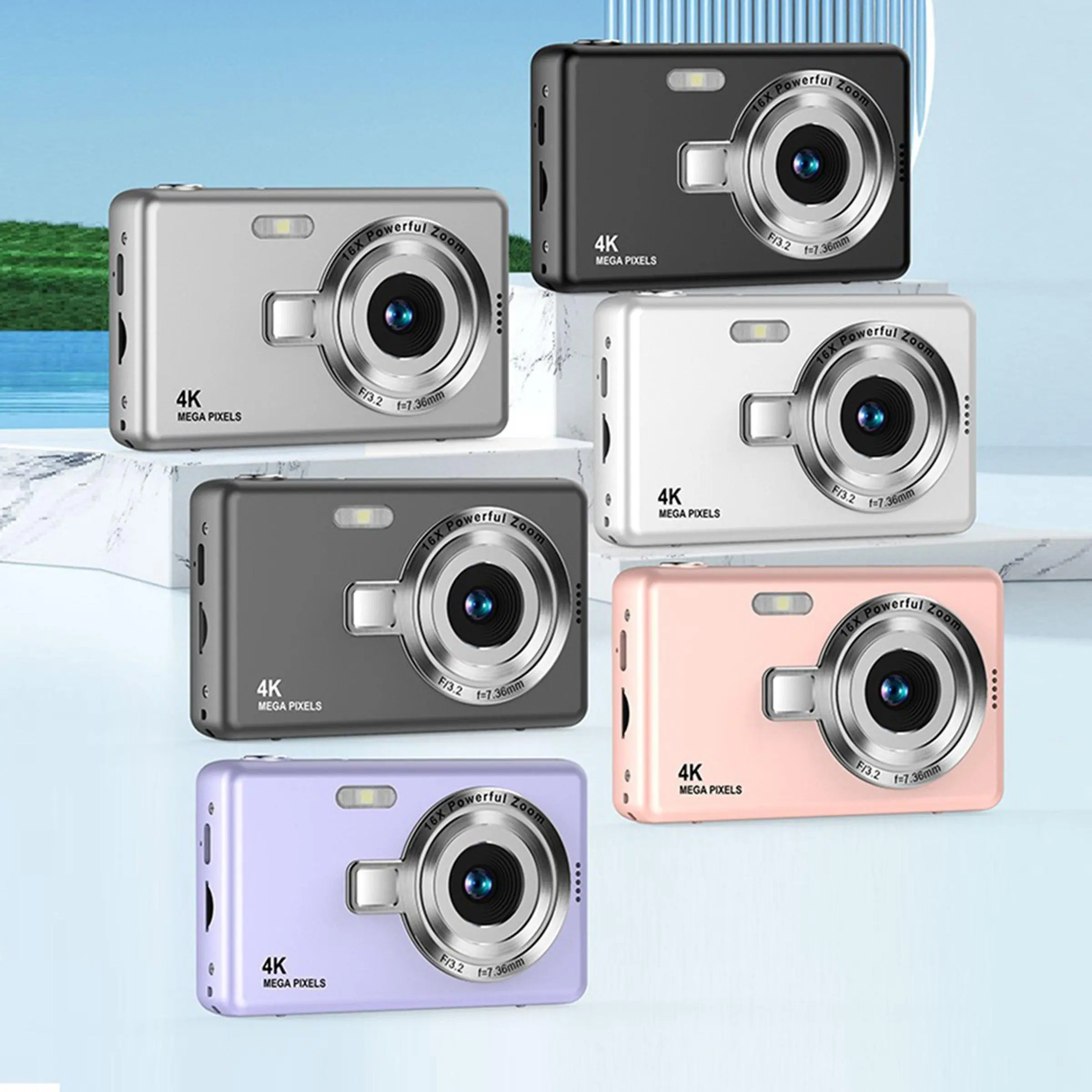 4K 50MP Pocket Digital Compact Video Camera, 16X Zoom Rechargeable Battery Pocket Digital Camera, Auto Focus Digital Camera for Home & Outdoor, Tech Gadgets