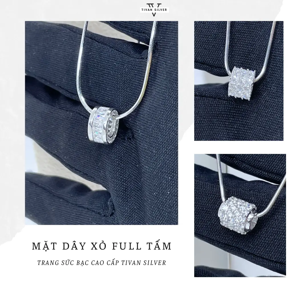 Mặt Lẻ (KHÔNG KÈM DÂY) Xỏ Bạc Xi Kim Cao Cấp Kiểu Ống Tròn,Trụ ,Vuông Full Tấm Đơn Giản TiVan Silver M545758
