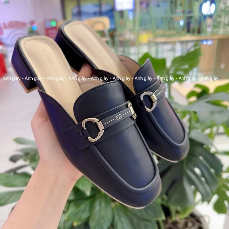 DL09 - Dép sục nữ mũi vuông da lì gót vuông 3p hàng QCCC fullbox mềm êm chân  Nhung GiàY 5