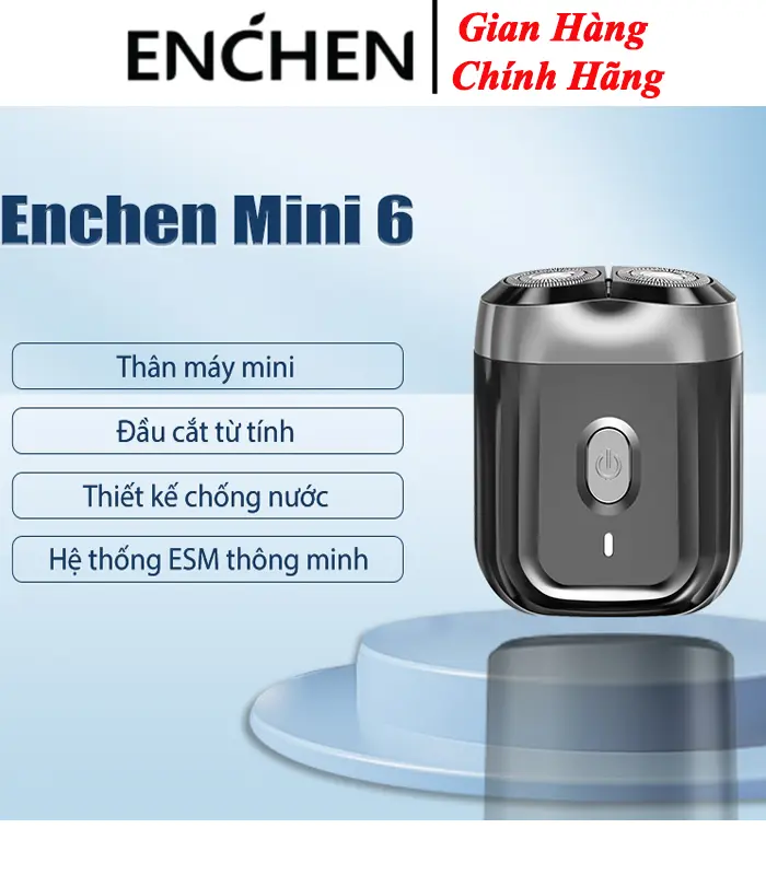 Máy cạo râu Enchen Mini 6, lưỡi dao kép tự mài siêu mỏng, chống nước IPX7 cạo khô và ước, pin trâu
