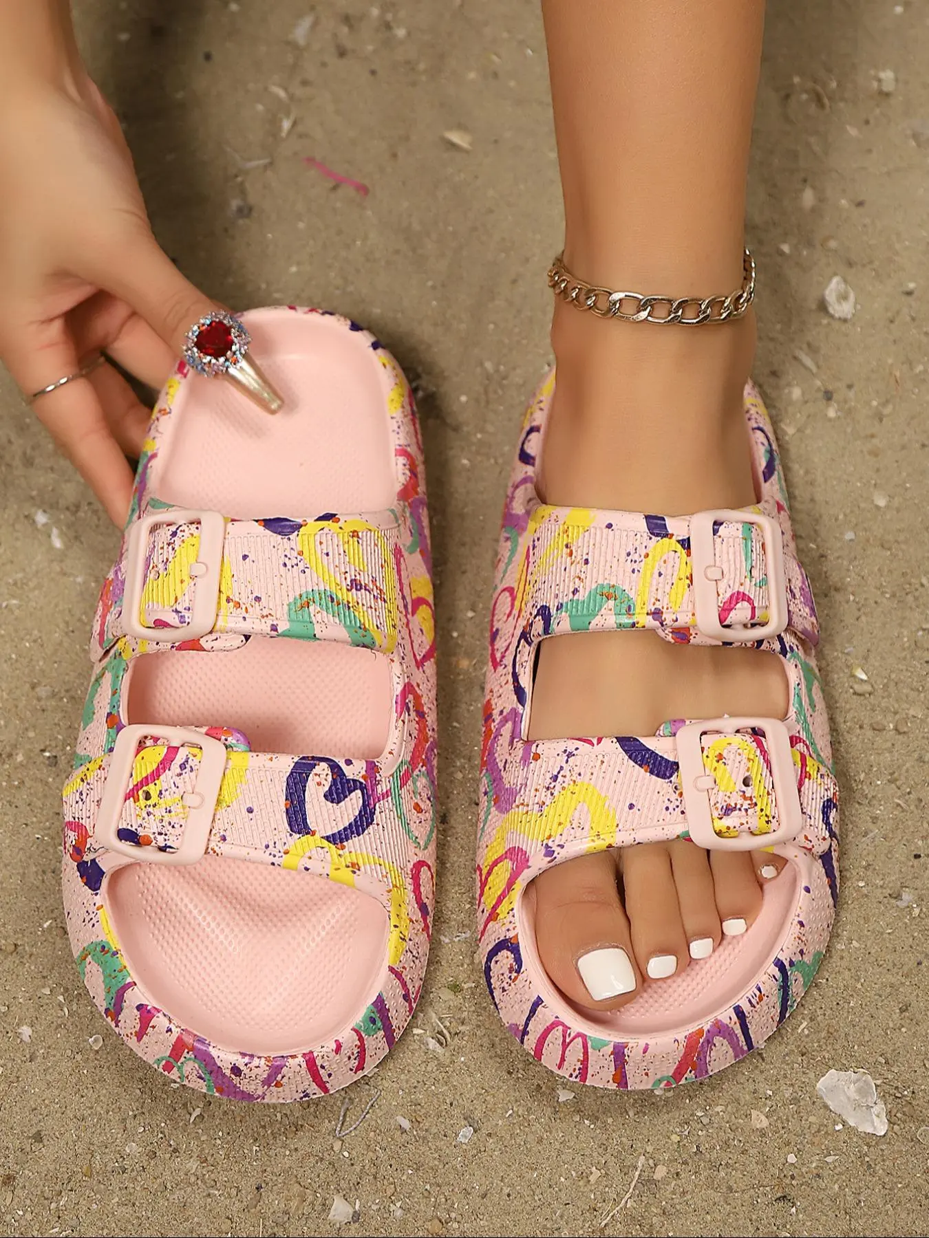 Women's Fashionable Leopard Pattern Slides, Casual Comfortable Double Band Design Slides, Non-slip Beach Slippers, Soft Slippers for Indoor & Outdoor Wear, Walking Shoes