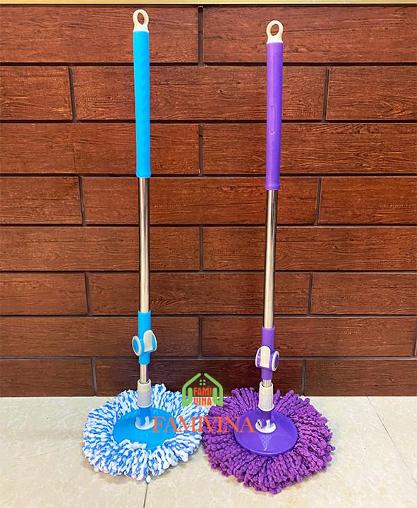 Cây lau nhà tự vắt 360 độ MÂM NHỰA đa năng rẻ bền đẹp-thân cây inox chắc chắn,chổi lau nhà rời kèm bông lau cotto 1