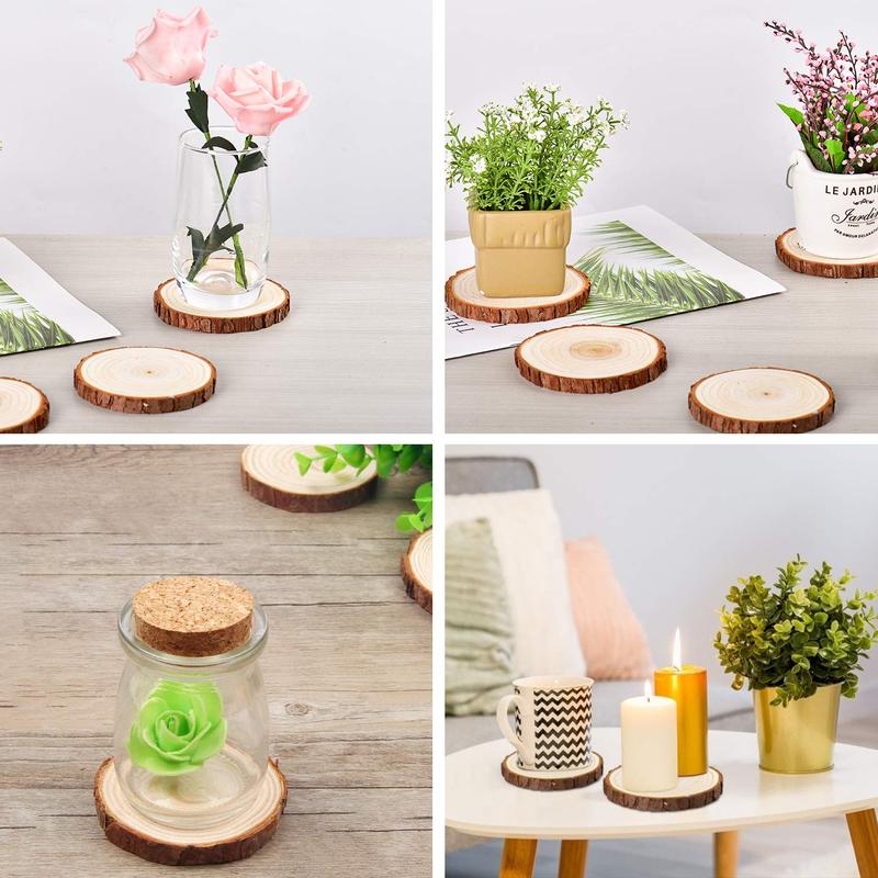 Natural Wood Slices with Bark (20pcs), DIY Wood Craft Kit, Wooden Craft for Home, Office, Wedding, Party 3