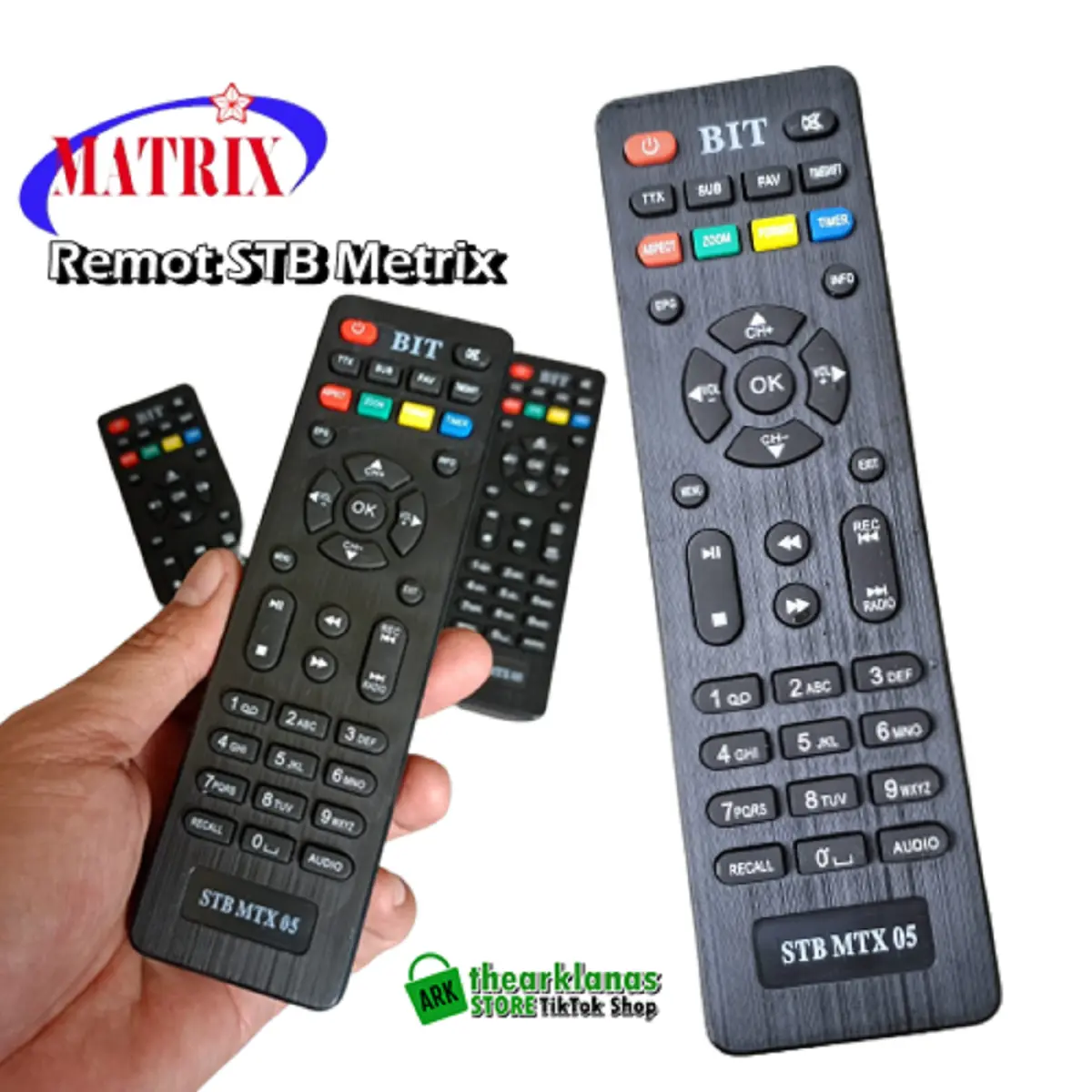 Remot STB Merk Metrix Remote Set Top Box Metrix Hitam Control Electronic Toys Koper Stroller Mic Robot Celengan Talkie Yoyo