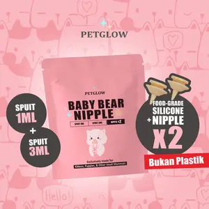 Baby Bear Miracle Nipple by Petglow Bukan Plastik Botol Dot Kucing 1ml dan 3ml Nipple Kitten Dot Anak Kucing Spuit Srynge Dot Mini Food Grade