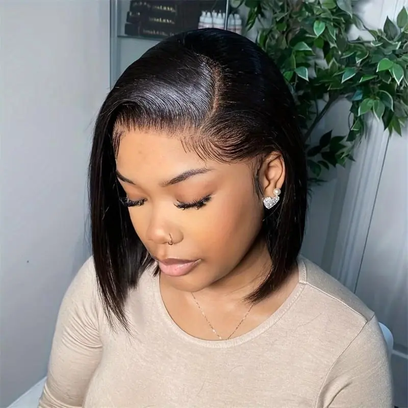 Lace Front Short Straight Wigs for Women, Gorgeous Fluffy Wigs without Hair Glue, Synthetic Wigs for Party, Daily Use
