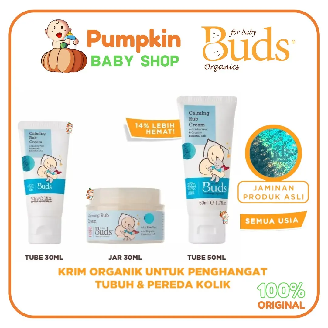 Buds Soothing Organics Calming Tummy Rub Cream - Krim Penghangat Tubuh dan Pereda - Minyak Telon Bayi